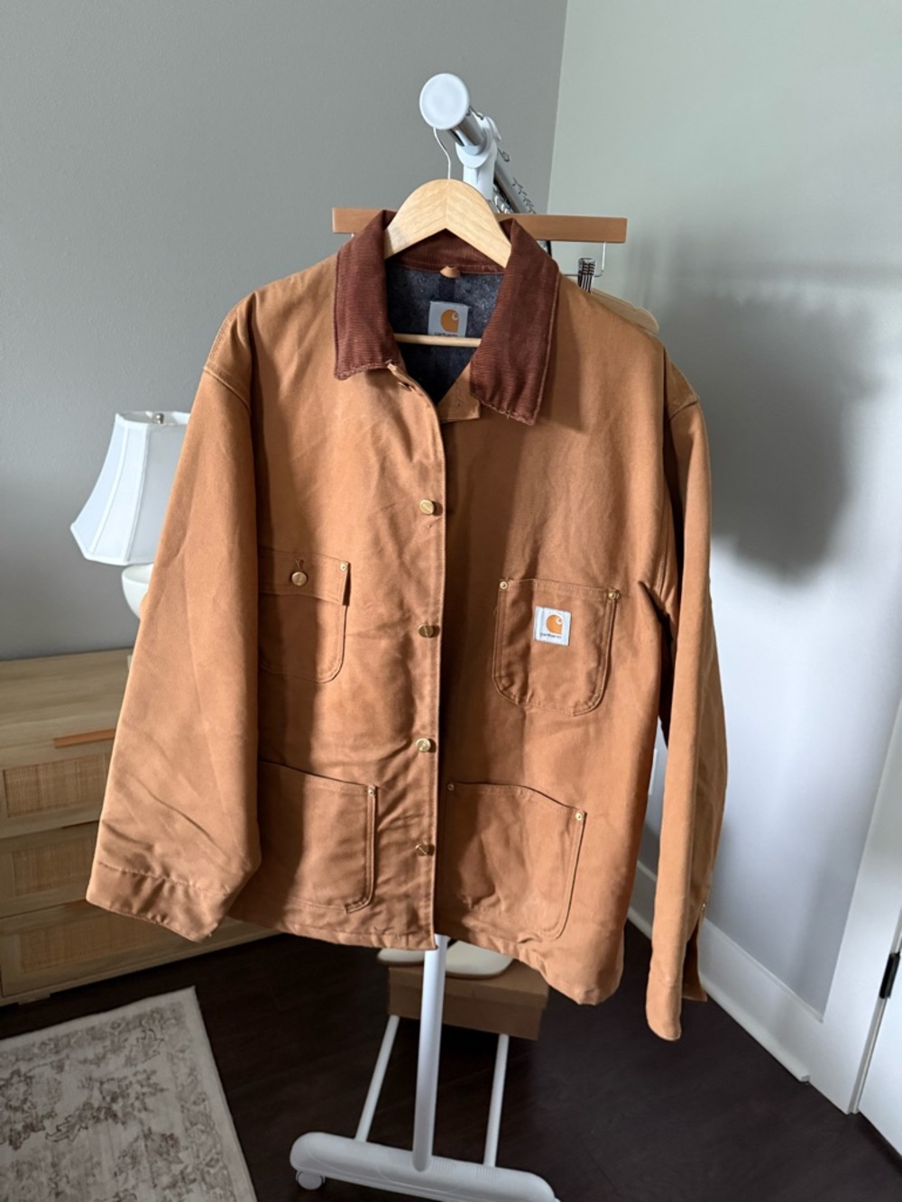 Vintage Carhartt Brown Barn Coat with Dark Brown Corduroy Collar Size 3/4XL - Picture 3 of 12